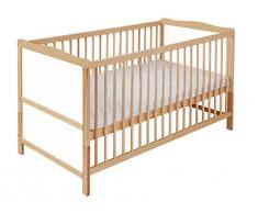 Cuna bebé convertible 140 x 70 color pino natural con lados BLANCOS madera de pino estilo VINTAGE. ENVÍO GRATIS!! COLCHÓN GRATIS!!