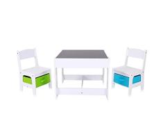 Baby Vivo Set Niños Actividad Mesa con 2 Sillas Infantil Escritorio Juego Cajas Niña y Niño Hecho de Madera - MAX