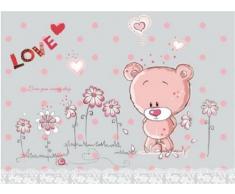 Walplus - Adhesivos decorativos para la pared (50 x 70 cm), diseño de oso de peluche con flores, color rosa