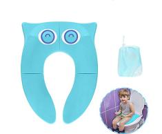 Inodoro Niños Portatil, Asiento Inodoro Reductor Infantil como Protector, Orinal de Bebé con Bolsa de almacenamiento, Compacto y Portátil para Viajes (Azul)