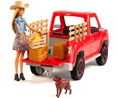 Mattel Barbie-Camión de la Granja, muñeca granjera con perrito, coche y accesorios, juguete +3 años, multicolor GFF52 , color/modelo surtido