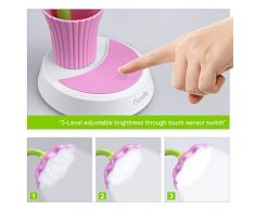 Niños lámpara, OCOOPA LED lámpara de escritorio Control táctil atenuación de la luz Flexible USB recargable escritorio luz Eye-cuidado niños estudiando la lámpara con lápiz titular (rosa)