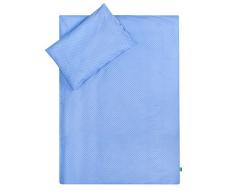 Lulando - Juego de cama infantil 2 piezas (almohada y funda nórdica) Grey Clouds/Dots Blue