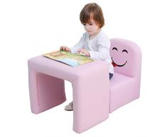 Emall Life Sillón para niños Multifuncional, Silla y Mesa para niños/Taburete con una Sonrisa Divertida para niños y niñas(Rosa)