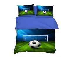 AYMAYO - Juego de ropa de cama infantil (135 x 200 cm), diseño de fútbol, para niños, hombres y jóvenes, Verde., 135 x 200 cm