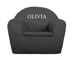 YourSurprise Sillón para niños - Sillón Infantil Personalizado con Nombre o Texto, Hecho en algodón para niños de 1 a 4 años (Gris)