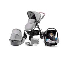 Kinderkraft Carrito Bebé 3 Piezas MOOV, Silla Paseo, Silla Coche, Plegable, Gris