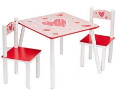 Kesper 17722 1 - Mesa infantil con 2 sillas y dibujos de corazones (conglomerado de fibra de madera de densidad media, FSC)
