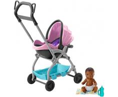 Barbie Skipper - Cochecito con muñeco de bebé y accesorios (Mattel FXG95)