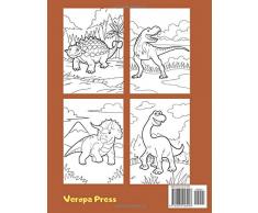 Libro De Colorear De Dinosaurios: Para Niños De 4 a 8 años Simpáticos Y Divertidos Dinosaurios De La Prehistoria Y La Modernidad Diferentes Niveles De Dificultad