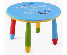 Mesa infantil redonda de plástico, Desmontable, para niños, Azul