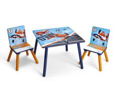 Delta TT 89453 - Juego de sillas y mesa infantiles (mesa de 60 x 60 cm, 2 sillas, tablero de fibras de madera), diseño de Aviones