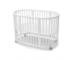 XY cuna Bebé De Noche Cuna Colecho Altura Ajustable Con Parachoques Cama De Cuna Ovalada Multifunción De Madera De Pino (Color : White)
