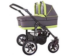Carro gemelar 2en1. Capazos + sillas + accesorios. Desde nacimiento hasta los 3 años. Freestyle BBtwin duo cochecito doble (szary + zielony)