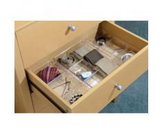 InterDesign Linus Organizador de cajones para tocador, caja con compartimentos para organizar cajones con 3 divisiones en plástico, transparente