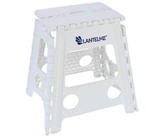 Lantelme - Taburete Plegable (40 cm de Altura, máx. 120 kg) Taburete Plegable de plástico, Color Blanco.