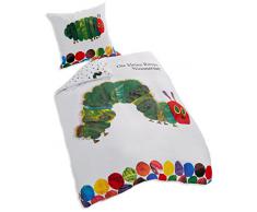 Herding 446001050 - Juego de funda nórdica infantil de linón, diseño de La pequeña oruga glotona (80 x 80 cm + 135 x 200 cm)
