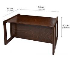 3 en 1 Muebles Para Niños Conjunto de 3 Dos Pequeñas Mesas Sillas y Una Mesa Banco Grande Hechan de Madera de Haya Oscura