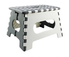 com-four® Pata Plegable con perillas de Goma, Taburete Plegable en Blanco/Gris, 34,5 x 22 x 27 cm (34,5 x 27 x 22 cm Blanco/Gris - 01 Piezas)