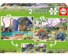 Educa Borrás Tren 2 100 Piezas, Puzzle Infantil Dino World Panoramico, Color (15620)