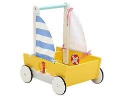 Andador de Madera, Andador Bebe Multifuncional, Velero Amarillo Andador para 1-3 Años, Andador Actividades Bebe/Andador Bebe de Madera/Andador Bebé/Andador Bebe Madera