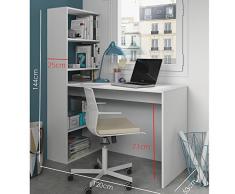 Habitdesign - Escritorio y estantería reversible, color Blanco Alpes, dimensiones:144 x 120 x 53cm