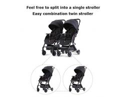 Cochecito Gemelos Plegable Sillas De Paseo Gemelar DúO Twin Desde 0-3 años de edad(Negro/Rojo)