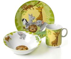 Ritzenhoff & Breker 006940 - Servicio de Mesa Infantil (3 Piezas: Plato, Cuenco y Taza), diseÃ±o de Animales de la Jungla