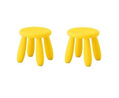 IKEA Mammut Taburete para niños, interior/exterior, amarillo (Paquete de 2)