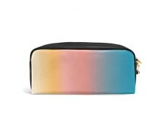 Mnsruu - Estuche para lápices de colores arcoíris, diseño de rampa degradada, piel sintética, con pequeños compartimentos, organizador de almacenamiento, bolígrafo, cremallera, para estudiantes, niñas y niños
