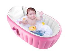 DaMohony - Bañera hinchable para bebé recién nacido, plegable, antideslizante, para bebés de 0 a 3 años rosa rosa