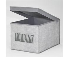 mDesign Caja organizadora de tela grande – Caja de tela con tapa para el armario del cuarto del bebé – Organizador de accesorios de bebé, ropa, sábanas, toallas, baberos, etc. – gris