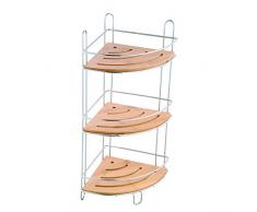 MSV 140612 - Estantería de ducha de ángulo, 3 niveles, bambú y metal, color beige