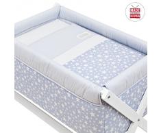 Cambrass Star - Minicuna con tijera de madera, color azul celeste