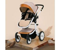 Bebé Sillas de Paseo, for Recién Nacido y del Niño-convertible Reclinado Cochecito, Cochecito de Niño Plegable y Portátil Bastidor del Carro Antichoque del Carrito Con Aluminio, Arnés de 5 Puntos