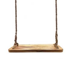 Aoneky Columpio Infantil de Madera para Niños Adultos - Columpio de Árbol con Cuerda para colgar en Jardín Exterior Interior, Asiento de Madera Sólida, Juguete Juego al Aire Libre (Paulonia Redondo)