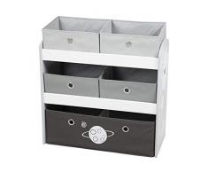 roba Estantería de Almacenamiento Rocket para Habitaciones de Niños y Niñas - 5 Cajas en Tela para Juguetes - Organizador Infantil - Diseño de Cohete / Gris