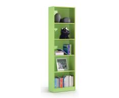Habitdesign 005422V - Estantería juvenil 6 baldas color verde, dimensiones 180x52x25 cm