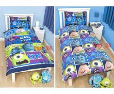 DISNEY MONSTERS INC UNIVERSITY REVERSIBLE cama individual para niños juego de colcha