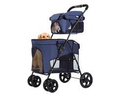 MTCWD Carrito de Mascota Perro Duo con 2 Etages Buggy Azul Rosa (Color : Blue)