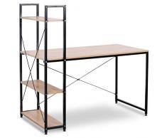 WOLTU Escritorio Escritorio de Computadora Muebles de Oficina Mesa de PC Mesa de Trabajo de Madera y Acero, con 4 Estante, Aprox.120x64x120cm Roble/Negro TSB01hei