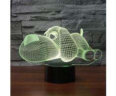 3D Lámpara óptico Illusions Luz Nocturna, EASEHOME LED Lámpara de Mesa Luces de Noche para Niños Decoración Tabla Lámpara de Escritorio 7 Colores Cambio de Botón Táctil y Cable USB, Perro