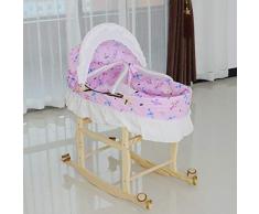 Qshape Portátil de Viaje Cama Enrollable para bebé Cuna Plegable Canasta de Dormir para Dormir Cuna para bebé recién Nacido Cuna Mecedora de Madera con Ruedas 0~9 M Cuna (Color : Purple)