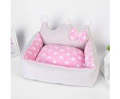 Cálida cama para perro mascota cachorro diadema princesa casa invierno suave algodón colchón pequeño mediano perro colchón extraíble perrera accesorios familia y jardín casa, perrera y corral, rosa, S
