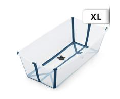 STOKKE® Flexi Bath® Extragrande - Bañera de bebé plegable para ducha │ Piscina portátil antideslizante para niños hasta los 6 años - Color: XL Transparent Blue