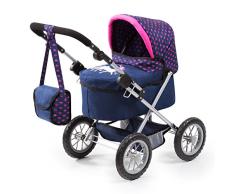Bayer Design 13054AA Trendy - Cochecito de Muñeca con Bolsa, Ajustable, Color Azul/Rosa, 67 x 40 x 68 cm