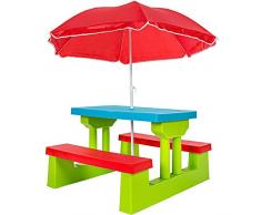 TecTake Conjunto de Mesa y Bancos para niños Asientos sillas sombrilla Juego Infantil