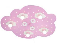 Elobra-Leuchten 124314 - Lámpara LED de techo (con 5 bombillas), diseño de nube, color rosa
