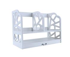 Yosoo DIY Estante de Libros, Estantería sobre Mesa para Libros, Librero Blanco de Madera (Modelo A: 30x21x40cm)