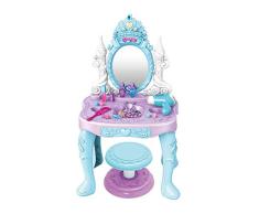 Duofenlh Niños Princesa de Hielo Maquillaje Espejo niña tocador Juguete Mesa, luz y música